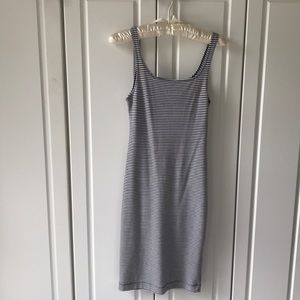 Navy striped body hugging dress